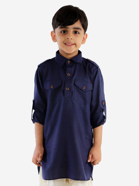 Vastramay Boys' Blue Pathani Kurta