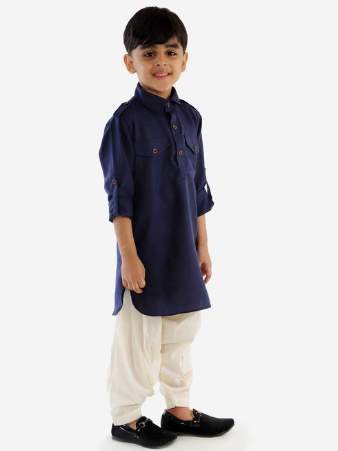 Vastramay Boys' Blue Pathani Kurta