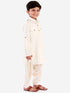 Vastramay Boys Cream Cotton Blend Pathani Suit Set