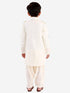 Vastramay Boys Cream Cotton Blend Pathani Suit Set