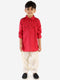 VASTRAMAY Boy's Maroon Cotton Blend Pathani Suit Set