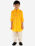 VASTRAMAY Boy's Yellow Cotton Blend Pathani Suit Set