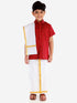 JBN Creation Boys' Cherry Maroon Cotton Short Sleeves Ethnic Shirt