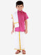 JBN Creation Boy's Purple Shirt with White Mundu
