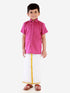JBN Creation Boy's Purple Shirt with White Mundu