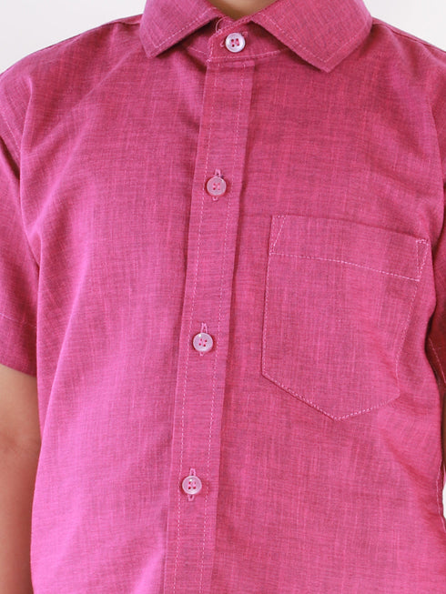JBN Creation Boy's Purple Shirt with White Mundu