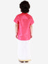 JBN Creation Boys' Punch Pink Silk Short Sleeves Ethnic Shirt Mundu Vesty Style Dhoti Pant Set
