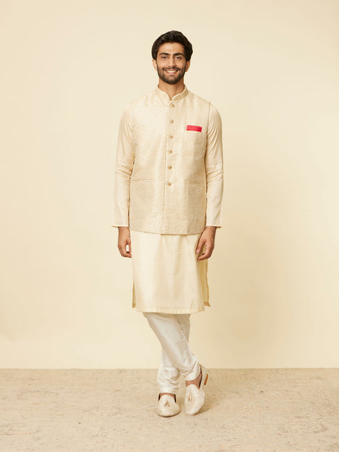 Manyavar Beige Imperial Jaal Embroidered Jacket