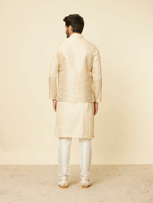 Manyavar Beige Imperial Jaal Embroidered Jacket