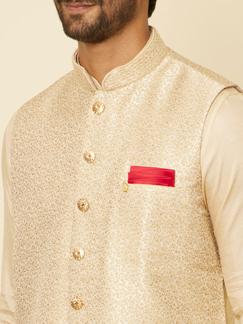 Manyavar Beige Imperial Jaal Embroidered Jacket