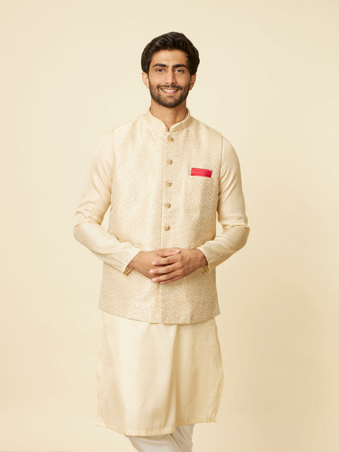 Manyavar Beige Imperial Jaal Embroidered Jacket