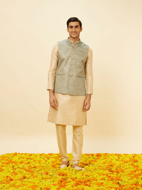 Manyavar True Blue Jaal Patterned Jacket