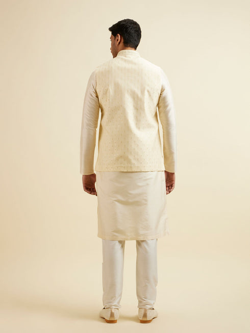 Manyavar Light Cream Buta Patterned Jacket