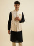 Manyavar Cream Beige Floral Pattern Jacket