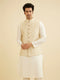 Manyavar Cream Beige Floral Jaal Patterned Jacket