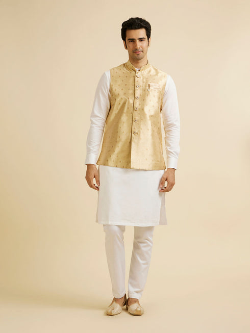 Manyavar Golden Fawn Buta Patterned Jacket