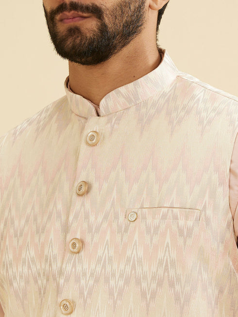 Manyavar Soft Pink Chevron Patterned Jacket