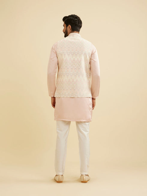 Manyavar Soft Pink Chevron Patterned Jacket