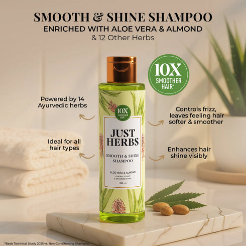 Just Herbs Smooth & Shine Shampoo for Dry and Frizzy Hair