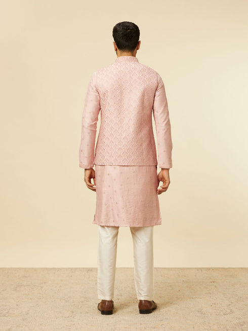 Manyavar Dusty Pink Self Patterned Jacket Set