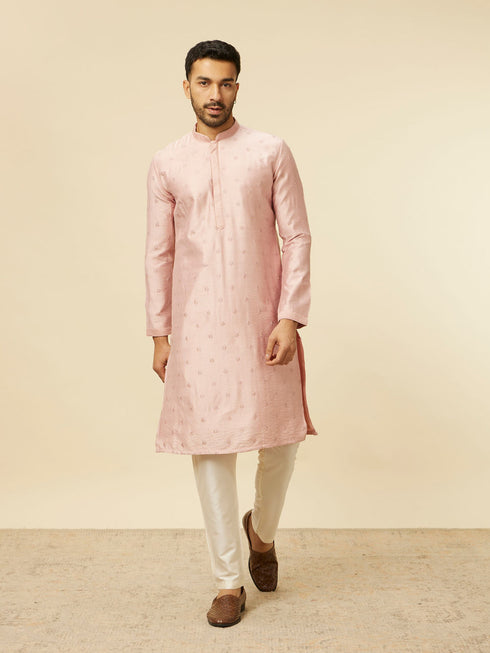 Manyavar Dusty Pink Self Patterned Jacket Set