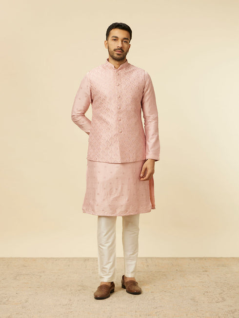 Manyavar Dusty Pink Self Patterned Jacket Set