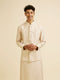 Manyavar Beige Sequin Embroidered Kurta Jacket Set