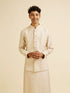 Manyavar Beige Sequin Embroidered Kurta Jacket Set