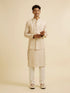 Manyavar Beige Sequin Embroidered Kurta Jacket Set