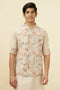 Manyavar Antique White Floral Printed Jacket Set