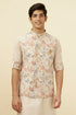 Manyavar Antique White Floral Printed Jacket Set