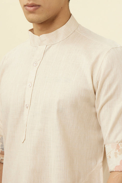 Manyavar Antique White Floral Printed Jacket Set
