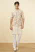 Manyavar Antique White Floral Printed Jacket Set