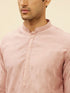 Manyavar Lemonade Pink Floral Buta Patterned Kurta Jacket Set