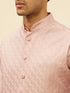 Manyavar Lemonade Pink Floral Buta Patterned Kurta Jacket Set