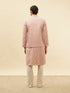 Manyavar Lemonade Pink Floral Buta Patterned Kurta Jacket Set