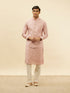 Manyavar Lemonade Pink Floral Buta Patterned Kurta Jacket Set