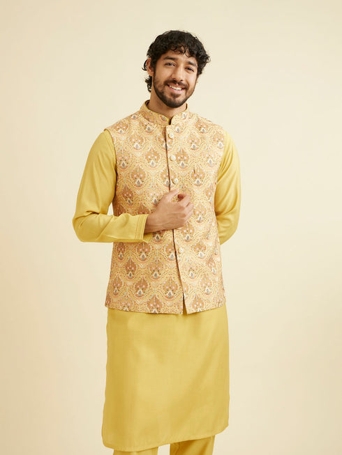 Manyavar Radiant Yellow Kurta Jacket Set