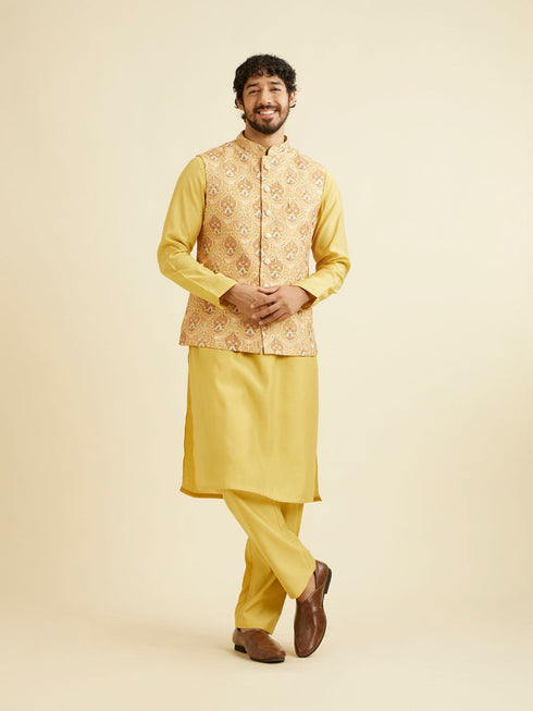 Manyavar Radiant Yellow Kurta Jacket Set