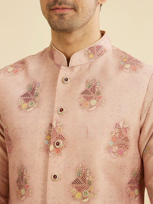 Manyavar Dusty Pink Celebration Kurta Jacket Set