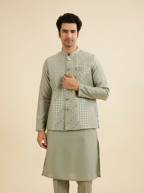 Manyavar Emerald Radiance Kurta Jacket Set