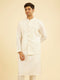 Manyavar Warm White Kurta Jacket Set