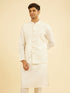 Manyavar Warm White Kurta Jacket Set