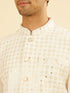 Manyavar Warm White Kurta Jacket Set