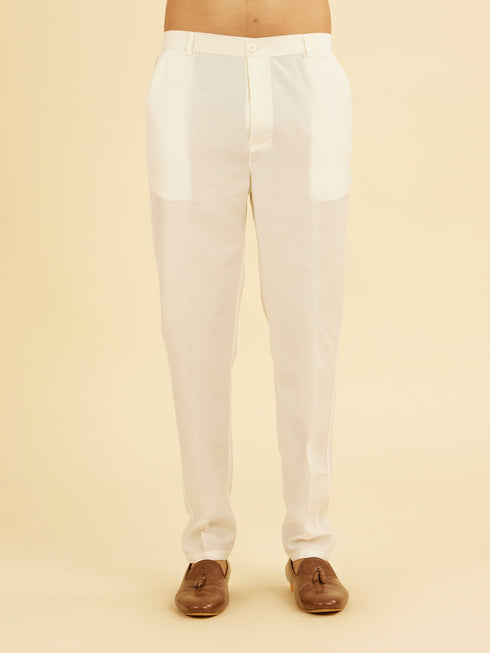 Manyavar Warm White Kurta Jacket Set