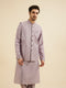 Manyavar Soft Lilac Linear Patterned Jacket Set with Stone Work