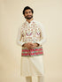 Manyavar Costal Cream Elegance Kurta Jacket Set
