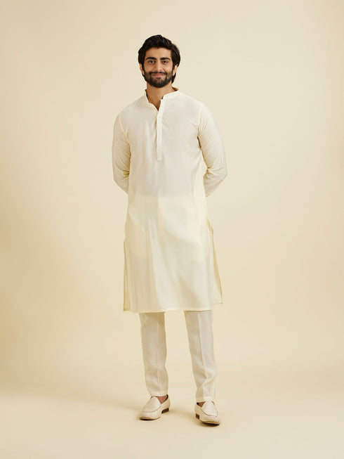 Manyavar Costal Cream Elegance Kurta Jacket Set
