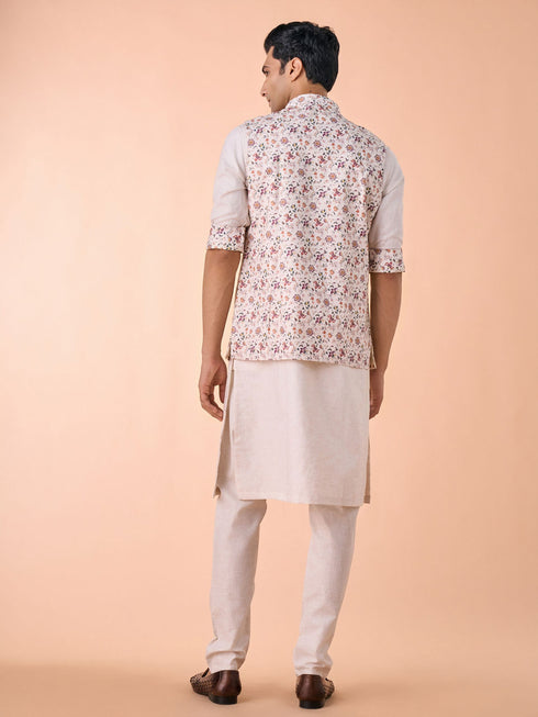 Manyavar Regal Beige Kurta Jacket Set