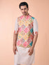 Manyavar Beige Linen Kurta Jacket Set